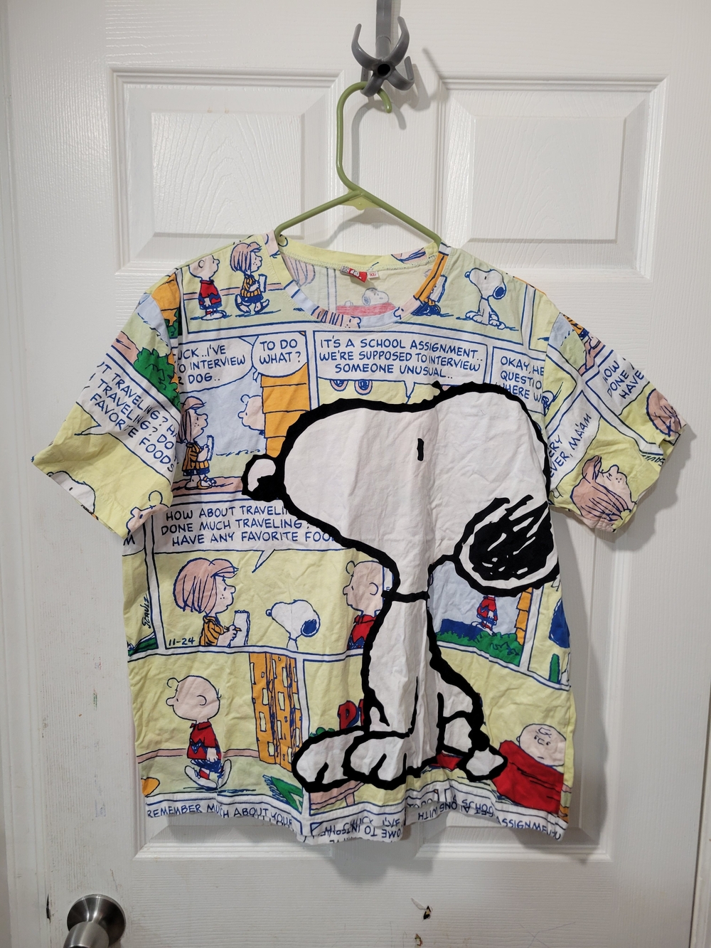 Crazy cool AOP Peanuts cartoon comic strip tee shirt